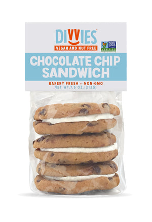 Vegan Vanilla Crème Chocolate Chip Sandwich Cookie Stacks - Contains 9 Sandwich Cookies (3 3-Packs)