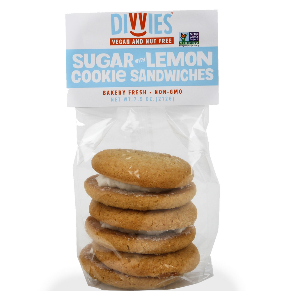 Vegan Lemon Crème Sugar Sandwich Cookie Stacks,  Contains 9 Sandwich Cookies (3 3-Packs)