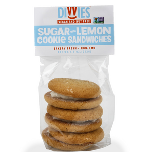 
            
                Load image into Gallery viewer, Vegan Lemon Crème Sugar Sandwich Cookie Stacks,  Contains 9 Sandwich Cookies (3 3-Packs)
            
        