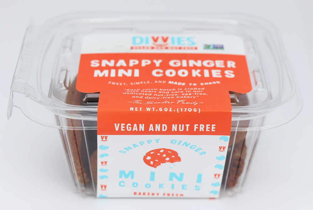 Vegan Mini Snappy Ginger Cookies,  Contains 36 Cookies (3 12-Packs). OUT OF STOCK